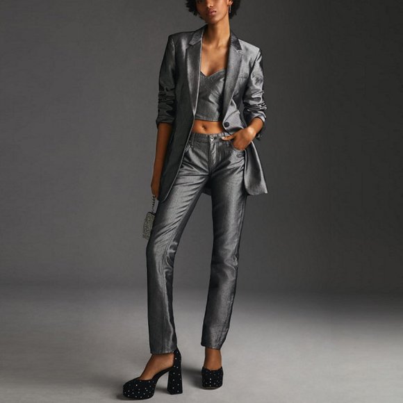 Rag & Bone Piper Low-Rise Straight Shine Pants - Picture 6 of 16